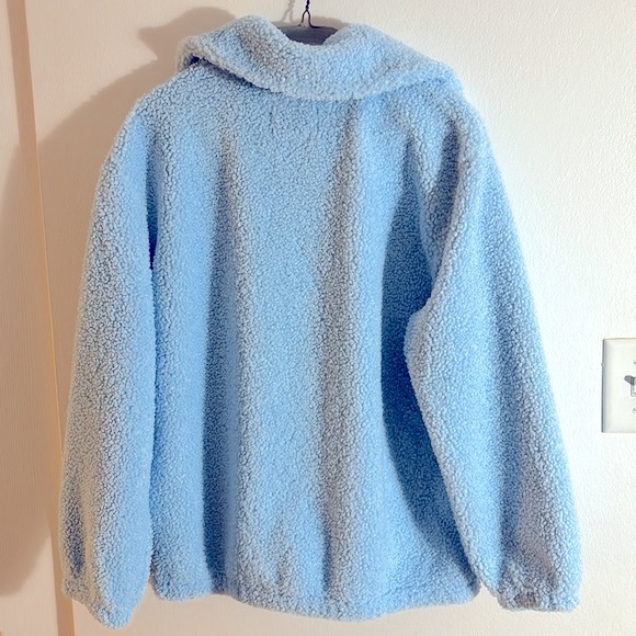 NWT Athleta girl teddy fleece zip up jacket in light blue color size 12 - Picture 12 of 12